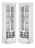 Vitrine Fiastra in wei� Pinie Landhaus Vitrinenschrank 70 x 201 cm, Soft-Close-Funktion