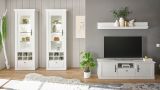 Vitrine Fiastra in wei� Pinie Landhaus Vitrinenschrank 70 x 201 cm, Soft-Close-Funktion
