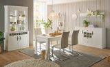 Vitrine Fiastra in wei� Pinie Landhaus Vitrinenschrank 70 x 201 cm, Soft-Close-Funktion