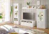 Vitrine Fiastra in wei� Pinie Landhaus Vitrinenschrank 70 x 146 cm, Soft-Close-Funktion