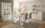 Vitrine Fiastra in wei� Pinie Landhaus Vitrinenschrank 70 x 146 cm, Soft-Close-Funktion