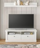 TV-Lowboard Fiastra in wei� Pinie Landhaus TV Unterteil 132 cm, Soft-Close-Funktion