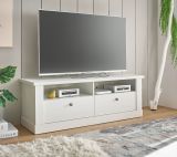 TV-Lowboard Fiastra in wei� Pinie Landhaus TV Unterteil 132 cm, Soft-Close-Funktion