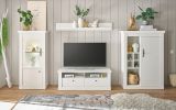 Wohnwand Fiastra in wei� Pinie Landhaus Wohnkombination 4-teilig, Soft-Close-Funktion