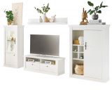 Wohnwand Fiastra in wei� Pinie Landhaus Wohnkombination 4-teilig, Soft-Close-Funktion