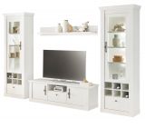 Wohnwand Fiastra in wei� Pinie Landhaus Wohnkombination 4-teilig, Soft-Close-Funktion