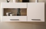 H�ngevitrine Lavell in wei� matt und Evoke Eiche Vitrine h�ngend 120 cm, Soft-Close-Funktion