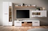 H�ngevitrine Lavell in wei� matt und Evoke Eiche Vitrine h�ngend 120 cm, Soft-Close-Funktion