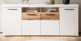 Sideboard Lavell in wei� matt und Evoke Eiche Kommode 205 cm, Soft-Close-Funktion