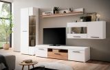 Wohnwand Lavell in wei� matt und Evoke Eiche Wohnkombination 4-teilig, Soft-Close-Funktion