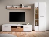 Wohnwand Lavell in wei� matt und Evoke Eiche Wohnkombination 3-teilig, Soft-Close-Funktion