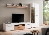 Wohnwand Lavell in wei� matt und Evoke Eiche Wohnkombination 3-teilig, Soft-Close-Funktion