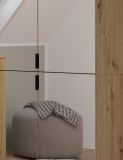 Garderobe Set Line-Up in Artisan Eiche und wei� Hochglanz Garderobenschrank mit Spiegel 152 x 193 cm