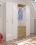 Garderobe SystemX in wei� Hochglanz und Artisan Eiche Garderobenschrank 152 x 193 cm