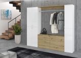 Garderobe SystemX in wei� Hochglanz und Artisan Eiche Garderobenschrank 212 x 193 cm