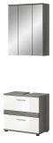 Badm�bel Set 2-teilig Bailey in wei� Hochglanz und Rauchsilber grau Badkombination Breite 60 cm
