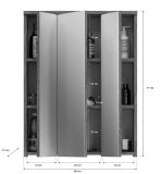 Badm�bel Set 3-teilig Bailey in wei� Hochglanz und Rauchsilber grau Badkombination 110 x 191 cm