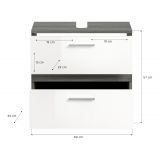 Badm�bel Set 3-teilig Bailey in wei� Hochglanz und Rauchsilber grau Badkombination 110 x 191 cm