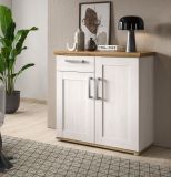 Kommode Mirano in wei� L�rche und Eiche Artisan Landhaus Sideboard 95 cm
