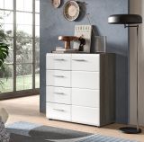 Kommode Rumba in wei� Hochglanz und Rauchsilber grau Sideboard 80 x 85 cm
