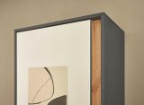 Garderobenschrank Center in grau matt und Wotan Eiche Flurschrank mit Spiegel 60 x 200 cm