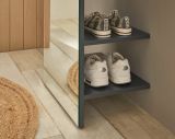 Garderobe Center in grau matt Kompaktgarderobe mit Spiegel 50 x 200 cm