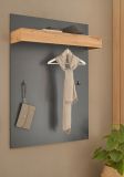 Garderobenpaneel Center in grau matt und Wotan Eiche Wandgarderobe 100 x 135 cm