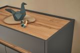 Garderobe Set 5-teilig Center in grau matt und Wotan Eiche Garderobenkombination 190 x 200 cm