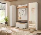 Garderobenschrank Center in wei� und Wotan Eiche Flurschrank mit Spiegel 60 x 200 cm