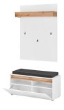 Garderobe Set 3-teilig Center in wei� und Wotan Eiche Garderobenkombination 100 x 200 cm