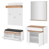 Garderobe Set 5-teilig Center in wei� und Wotan Eiche Garderobenkombination 190 x 200 cm