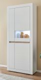 Vitrine Derby in wei� matt und Evoke Eiche Vitrinenschrank 85 x 198 cm, Soft-Close-Funktion