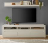 TV-Lowboard und Wandboard Derby in wei� matt und Evoke Eiche, Set 2-teilig 217 cm, Soft-Close-Funktion