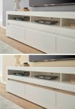TV-Lowboard und Wandboard Derby in wei� matt und Evoke Eiche, Set 2-teilig 217 cm, Soft-Close-Funktion