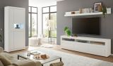 TV-Lowboard und Wandboard Derby in wei� matt und Evoke Eiche, Set 2-teilig 217 cm, Soft-Close-Funktion