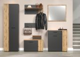 Garderobe Sitzbank Avila in grau und Evoke Eiche Garderobenbank und Schuhschrank 80 cm