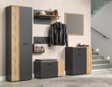 Garderobe Sitzbank Avila in grau und Evoke Eiche Garderobenbank und Schuhschrank 80 cm