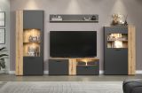 Vitrine Avila in grau und Evoke Eiche Vitrinenschrank 80 x 195 cm