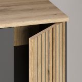 Highboard Avila in grau und Evoke Eiche Vitrine 90 x 146 cm