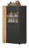 Highboard Avila in grau und Evoke Eiche Vitrine 90 x 146 cm