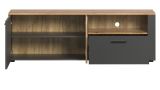 Wohnwand Avila in grau und Evoke Eiche Schrankwand 4-teilig 340 cm