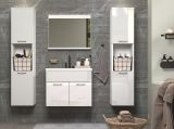 Badm�bel Set Haven in wei� Hochglanz Lack Badkombination h�ngend MIT Waschbecken 150 x 190 cm