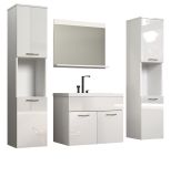 Badm�bel Set Haven in wei� Hochglanz Lack Badkombination h�ngend MIT Waschbecken 150 x 190 cm