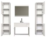 Badm�bel Set Haven in wei� Hochglanz Lack Badkombination h�ngend MIT Waschbecken 150 x 190 cm