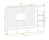 Wohnwand Pearl in grau und Artisan Eiche Schrankwand 220 cm inklusive LED Beleuchtung, Push-to-Open