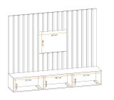 TV-Lowboard Set Pearl in grau und Artisan Eiche TV Unterteil mit Akustikpaneele 180 cm, Push-to-Open