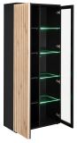 Wohnwand Morgan in schwarz und Jackson Eiche Schrankwand mit 3D-Lamellen inkl. LED