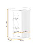 Vitrine Morgan in schwarz und Jackson Eiche Highboard mit 3D-Lamellen inkl. LED