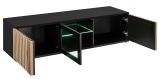 TV-Lowboard Morgan in schwarz und Jackson Eiche TV Unterteil mit 3D-Lamellen inkl. LED 163 cm