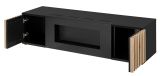 TV-Lowboard Morgan in schwarz und Jackson Eiche TV Unterteil mit Bio Ethanol Kamin 163 cm